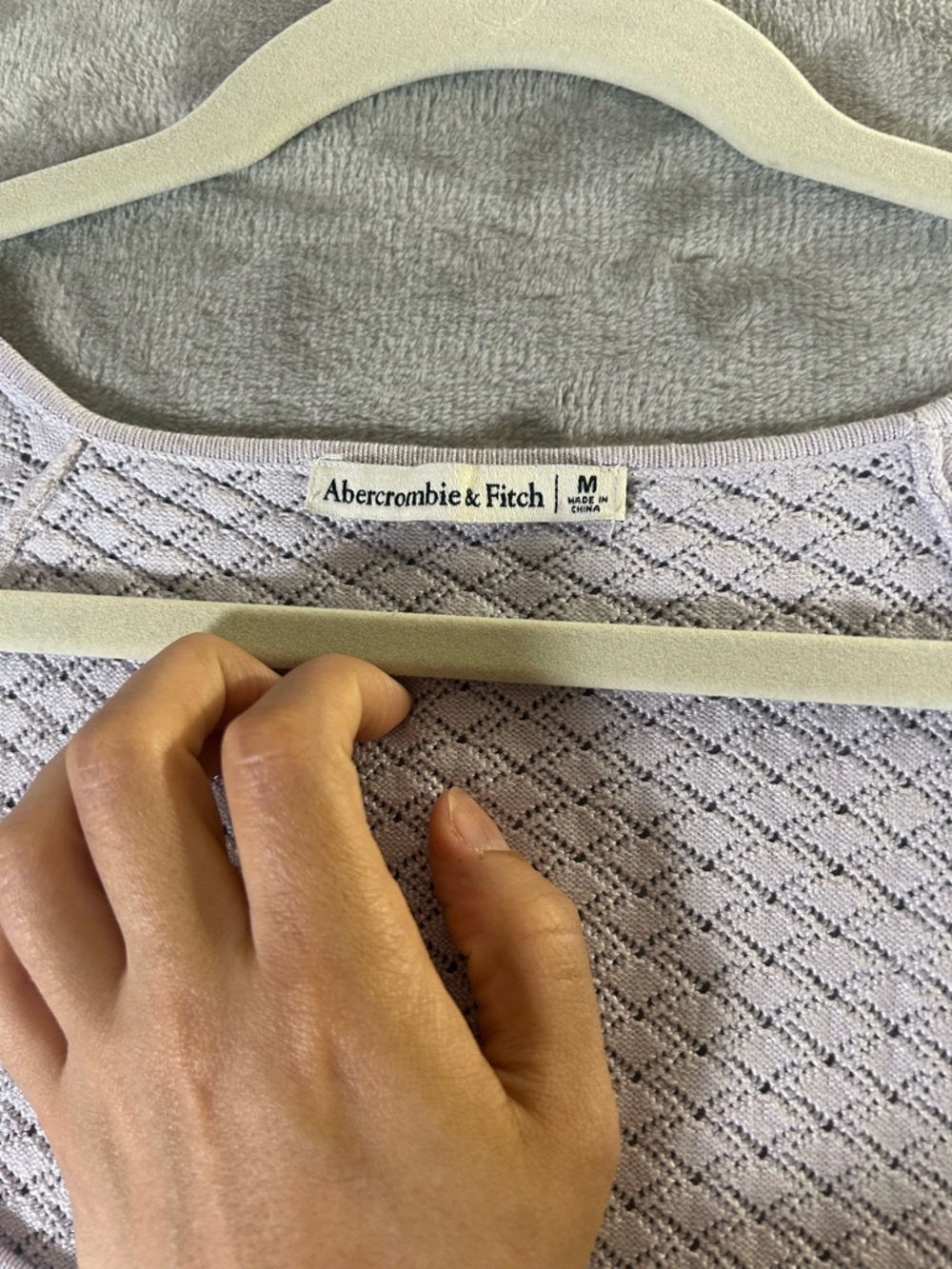 Abercrombie & Fitch pointelle square neck light purple eyelet bodysuit - Picture 9 of 15
